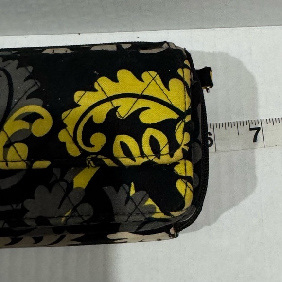 Vera Bradley Yellow & Black Double Zip Around Mini Purse W/O Cross Body Strap - Picture 7 of 9
